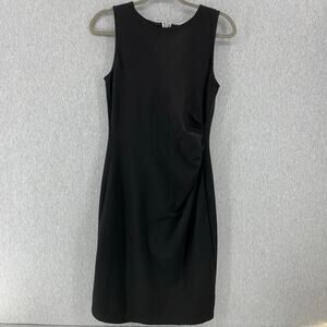 Kenneth Cole New York Women's 8 Sleeveless Dress Black Ruched Business Classic